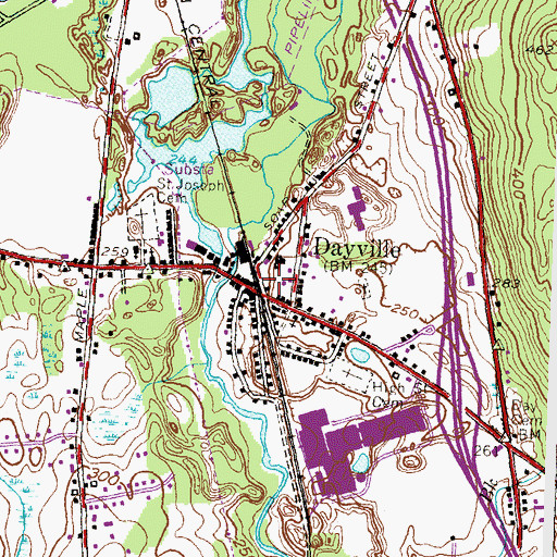 Topographic Map of Dayville, CT