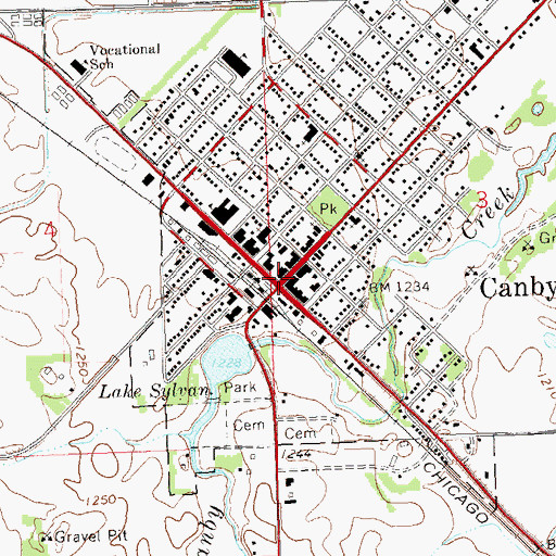 Topographic Map of Canby Golf Club, MN