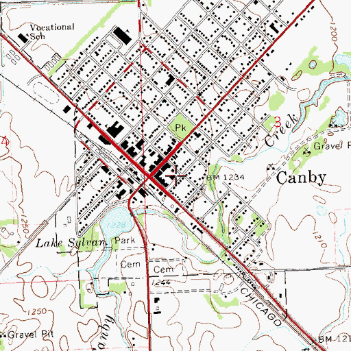 Topographic Map of Canby Public Library, MN