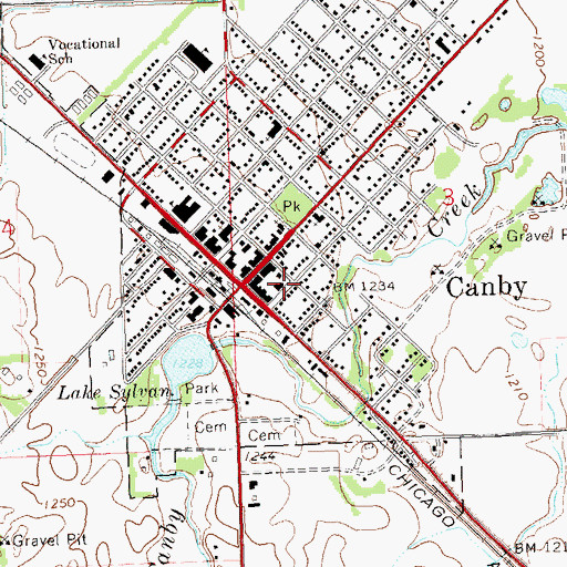 Topographic Map of Canby Police Department, MN