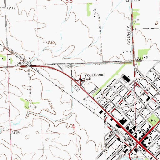 Topographic Map of Minnesota West Community College, MN