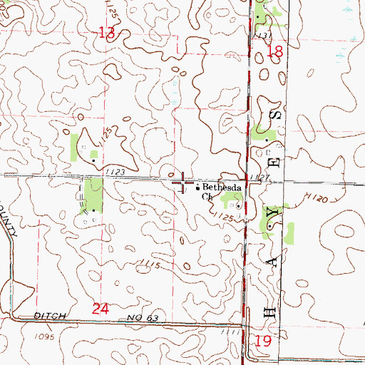 Topographic Map of Bethesda Lutheran Cemetery, MN