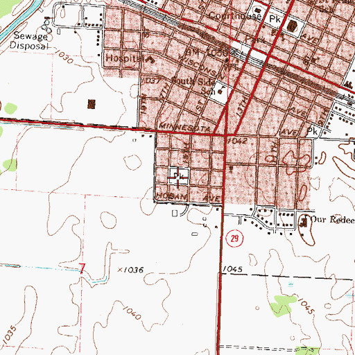 Topographic Map of Lathrop Park, MN