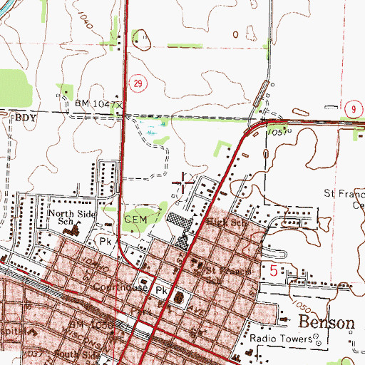 Topographic Map of Brock Field, MN