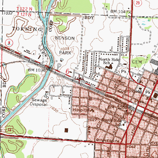 Topographic Map of Meadow Lane Health Care Center, MN