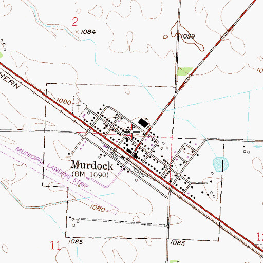 Topographic Map of Murdock Fire Department, MN