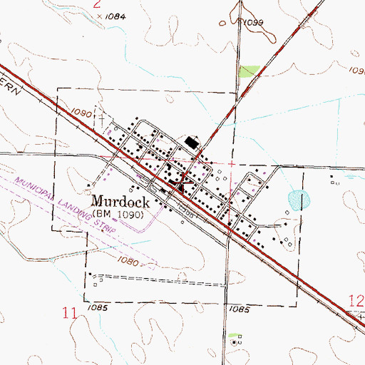 Topographic Map of Murdock Post Office, MN