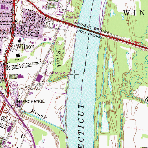 Topographic Map of Deckers Brook, CT