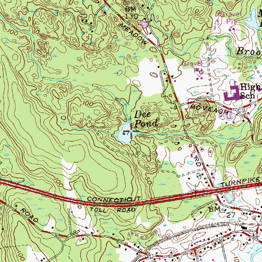 Topographic Map of Dee Pond, CT