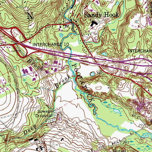Topographic Map of Deep Brook, CT