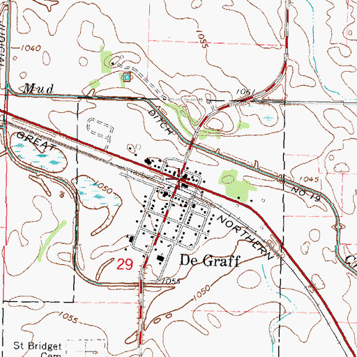 Topographic Map of De Graff Post Office, MN