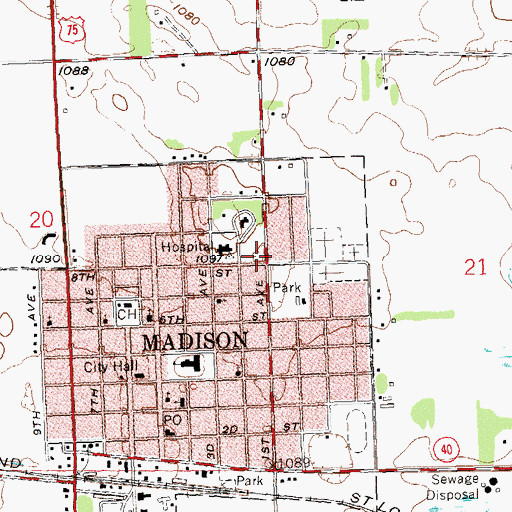 Topographic Map of Faith Lutheran Church, MN