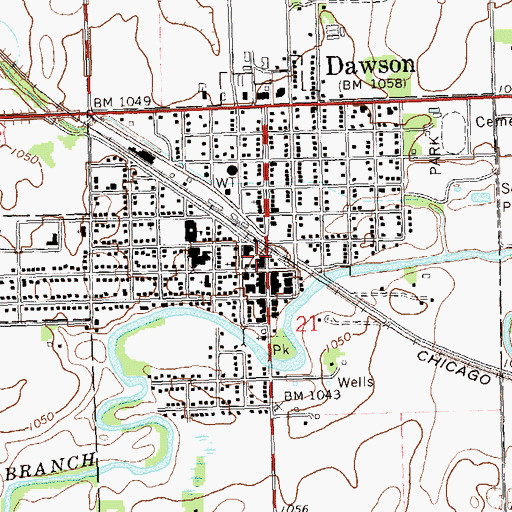 Topographic Map of Dawson Post Office, MN