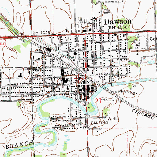 Topographic Map of Dawson Fire Department, MN