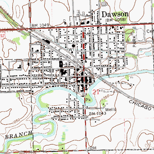 Topographic Map of Dawson Police Department, MN