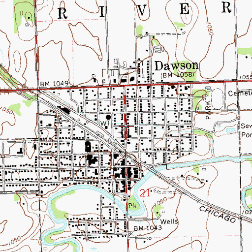 Topographic Map of Living Water Evangelical Lutheran Church, MN