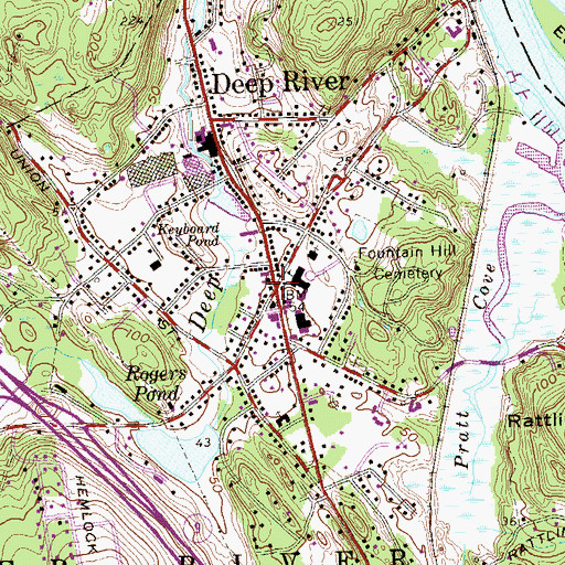 Topographic Map of Deep River, CT