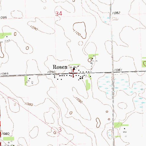 Topographic Map of Rosen Post Office (historical), MN