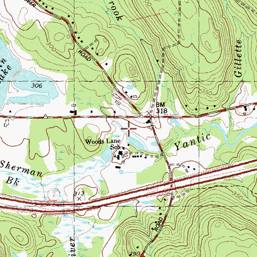 Topographic Map of Deep River, CT