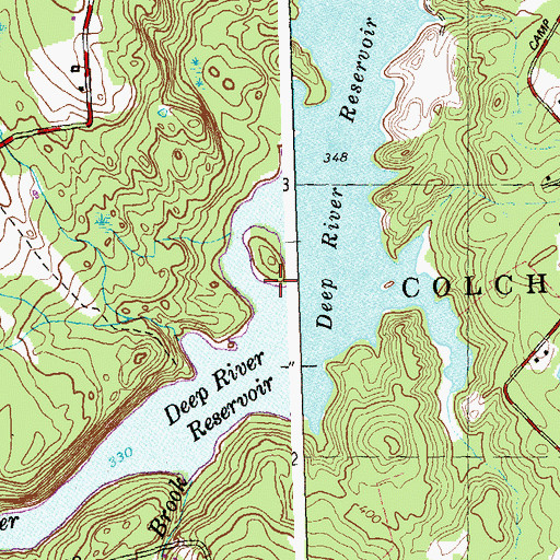 Topographic Map of Deep River Reservoir, CT