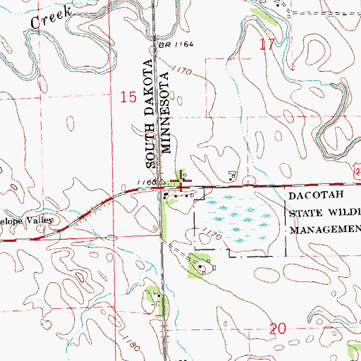 Topographic Map of State Line Wayside Park, MN
