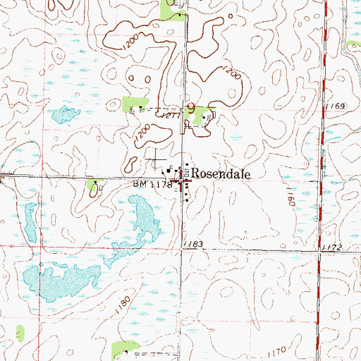 Topographic Map of Rosendale Post Office (historical), MN