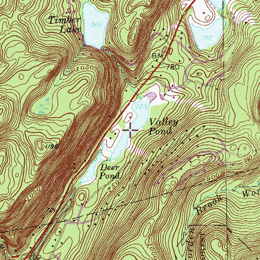 Topographic Map of Deer Pond, CT