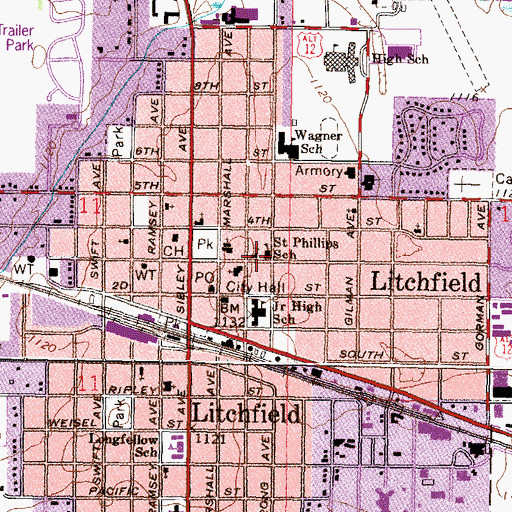 Topographic Map of Saint Phillip's Church, MN