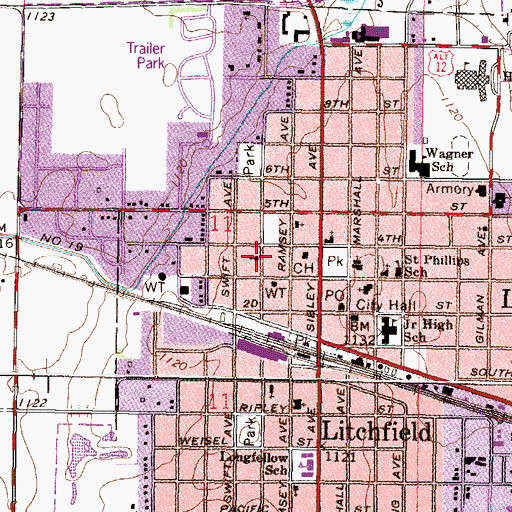 Topographic Map of Litchfield Seventh Day Adventist Church, MN