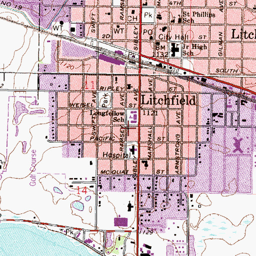 Topographic Map of Church of God, MN