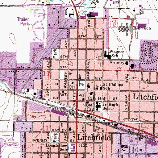 Topographic Map of Trinity Episcopal Church, MN
