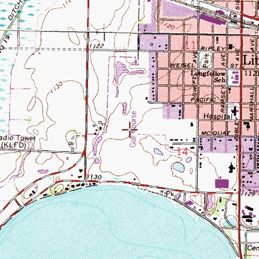 Topographic Map of Litchfield Golf Club, MN