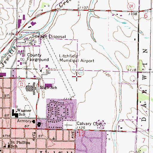 Topographic Map of Optimist Baseball Park, MN