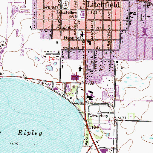 Topographic Map of Lake Ripley Elementary School, MN