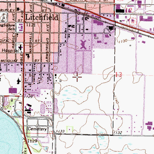 Topographic Map of Prairie Park, MN