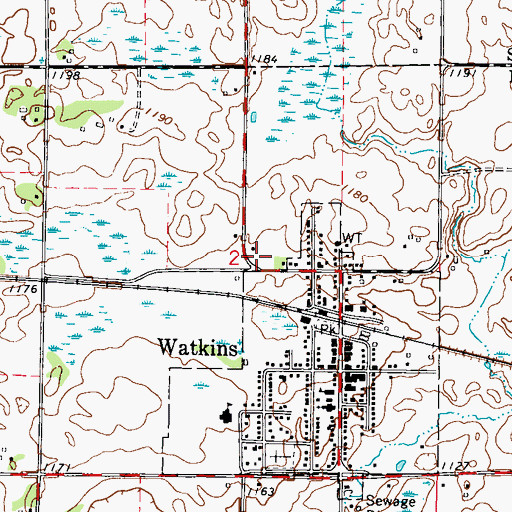 Topographic Map of Watkins Police Department, MN