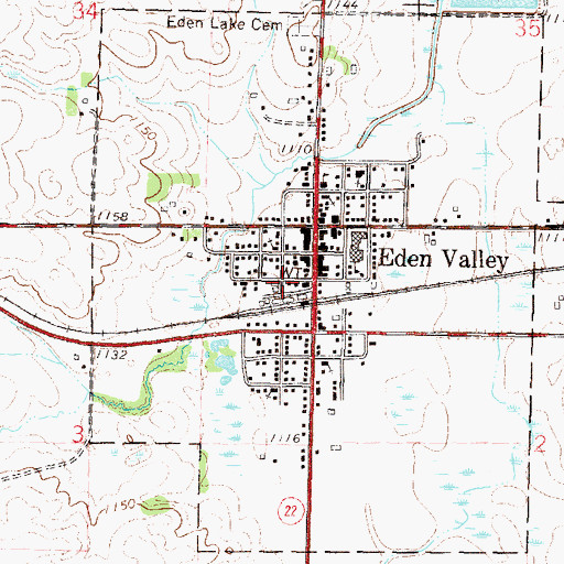 Topographic Map of Eden Valley Baseball Park, MN