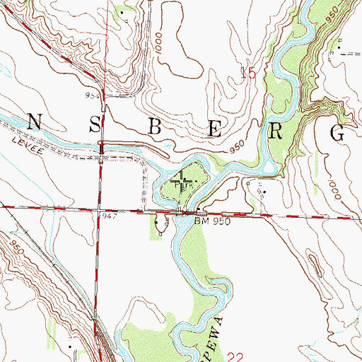 Topographic Map of Lions Park, MN