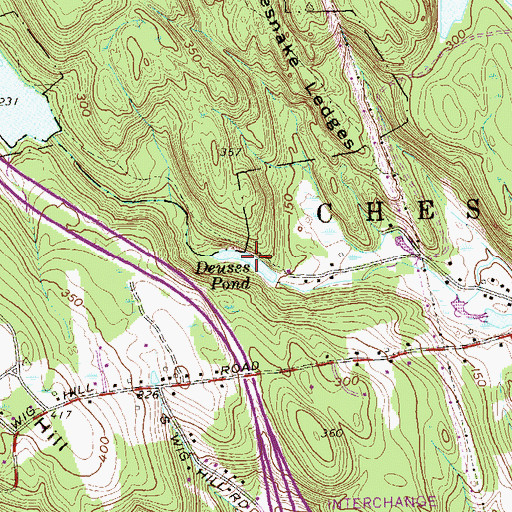 Topographic Map of Deuses Pond, CT