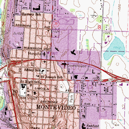 Topographic Map of Montevideo Police Department, MN