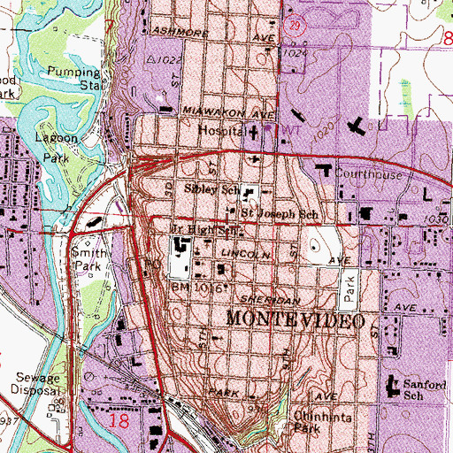 Topographic Map of Saint Joseph's Catholic Church, MN