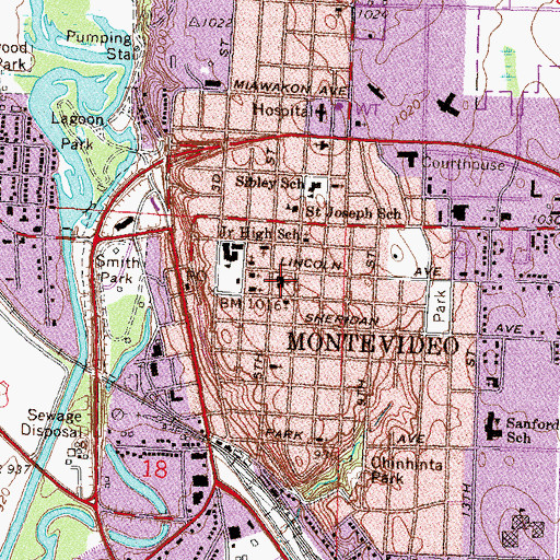 Topographic Map of Our Savior's Lutheran Church, MN