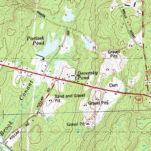 Topographic Map of Deversky Pond, CT