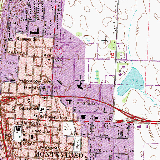 Topographic Map of Montevideo Clinic, MN
