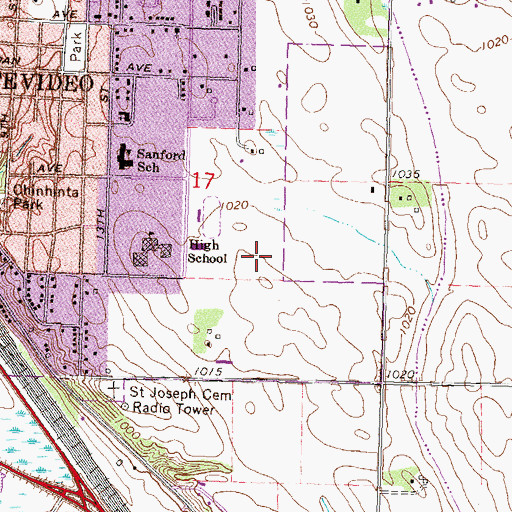 Topographic Map of Central Middle School, MN