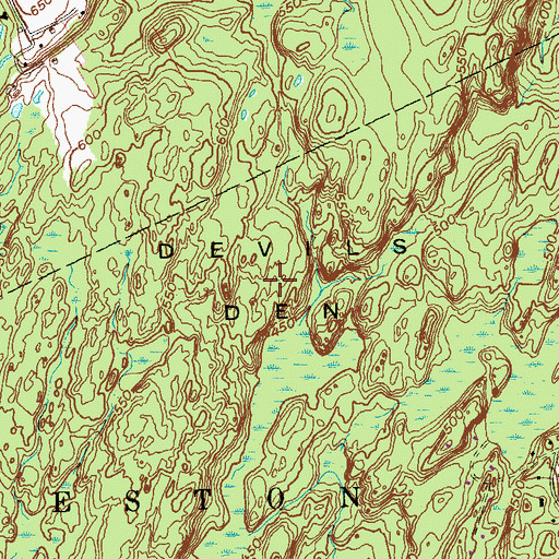 Topographic Map of Devils Den, CT