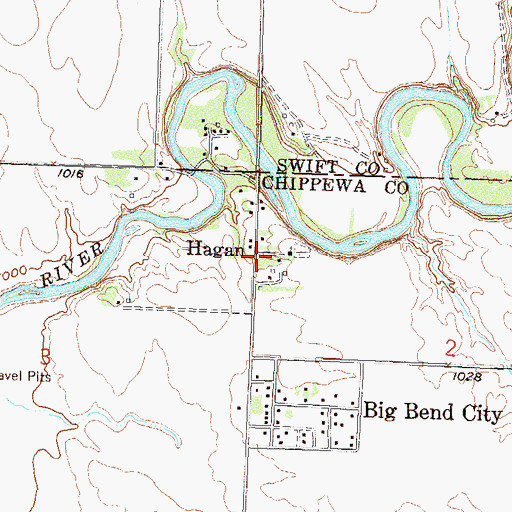 Topographic Map of Hagan Post Office (historical), MN