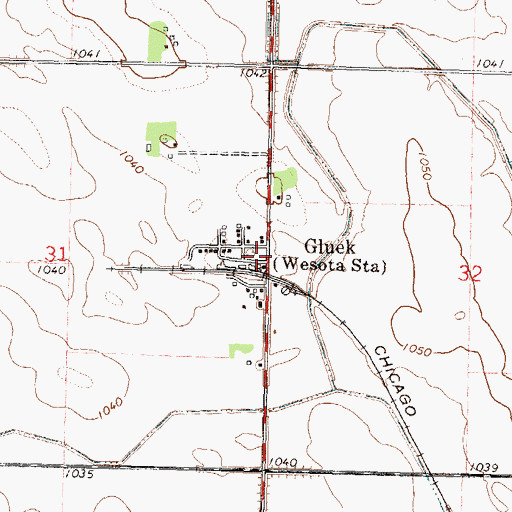 Topographic Map of Gluek Post Office (historical), MN