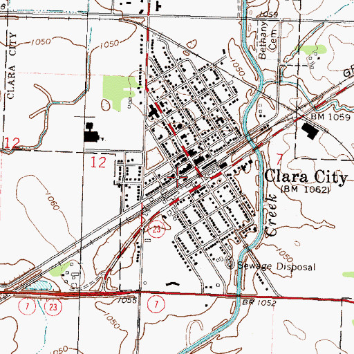 Topographic Map of Clara City Public Library, MN