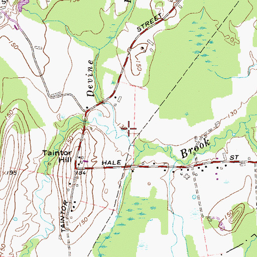 Topographic Map of Devine Brook, CT
